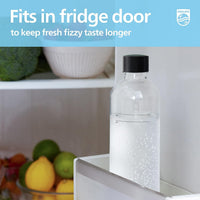 PHILIPS Carbonating Bottles, 1L Twin Pack Reusable PET Sparkling Water Bottles 2 Pack, Black
