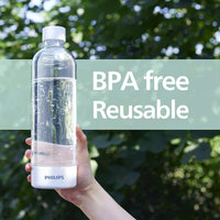 PHILIPS Carbonating Bottles, 1L Twin Pack Reusable PET Sparkling Water Bottles 2 Pack, Black