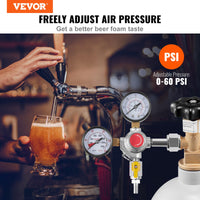 VEVOR Double Gauge Regulator, CO2 Regulator Gauge with 0-60PSI, Draft Beer Regulator , CGA320