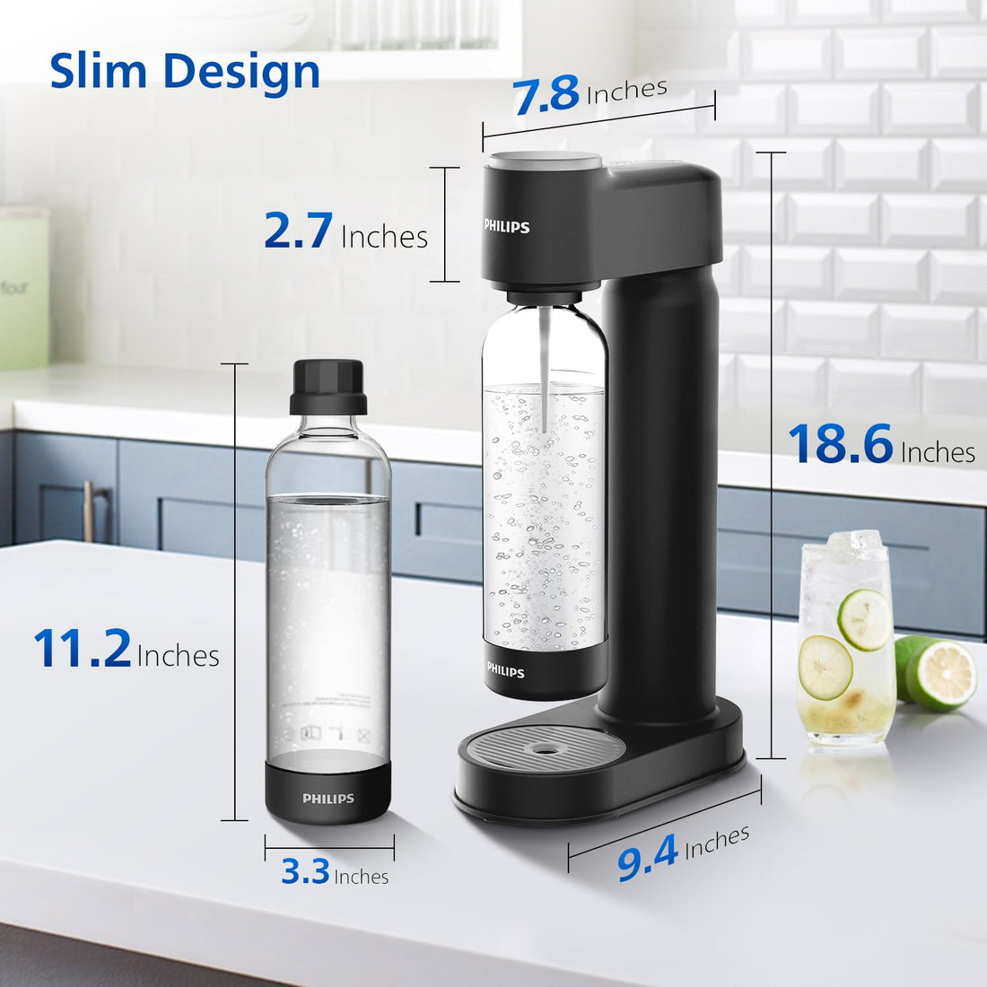 PHILIPS Sparkling Water Maker Soda Maker Compatible with Any Screw-in 60L CO2 Carbonator(NOT Included),black
