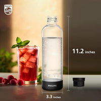PHILIPS Carbonating Bottles ADD910BKOQ/37, 1L Twin Pack Reusable PET Water Bottles Compatible Sparkling Water Maker, 2 Pack