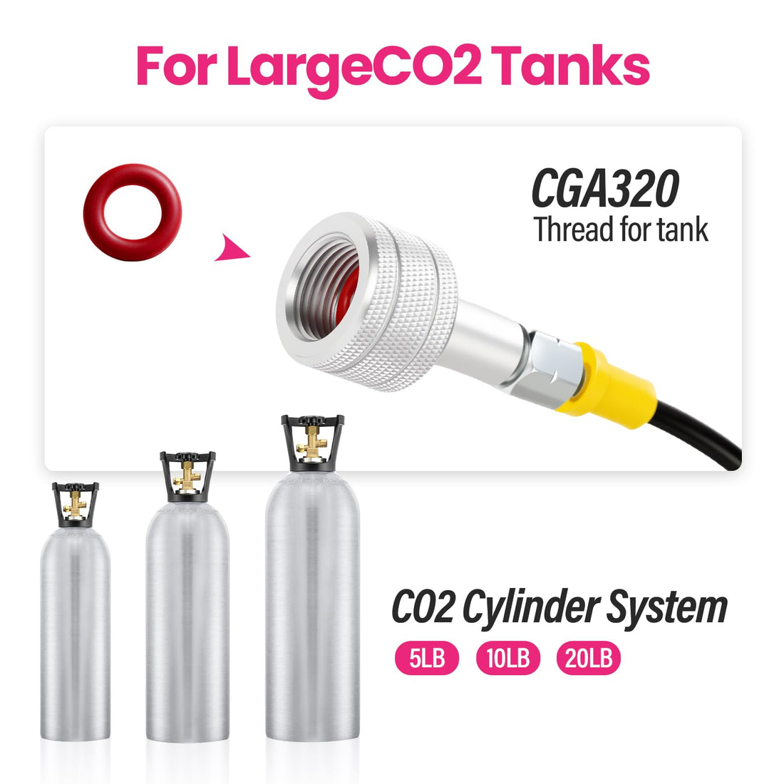C02 Adapter GOATACURA Soda Machine Co2 Adapter, with CGA320 Connector & 60in High ...