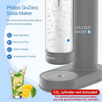 PHILIPS Sparkling Water Maker Soda Maker Soda Streaming Machine Quick Twist with 1L Carbonating Bottle, CO2 Carbonator(NOT Included)