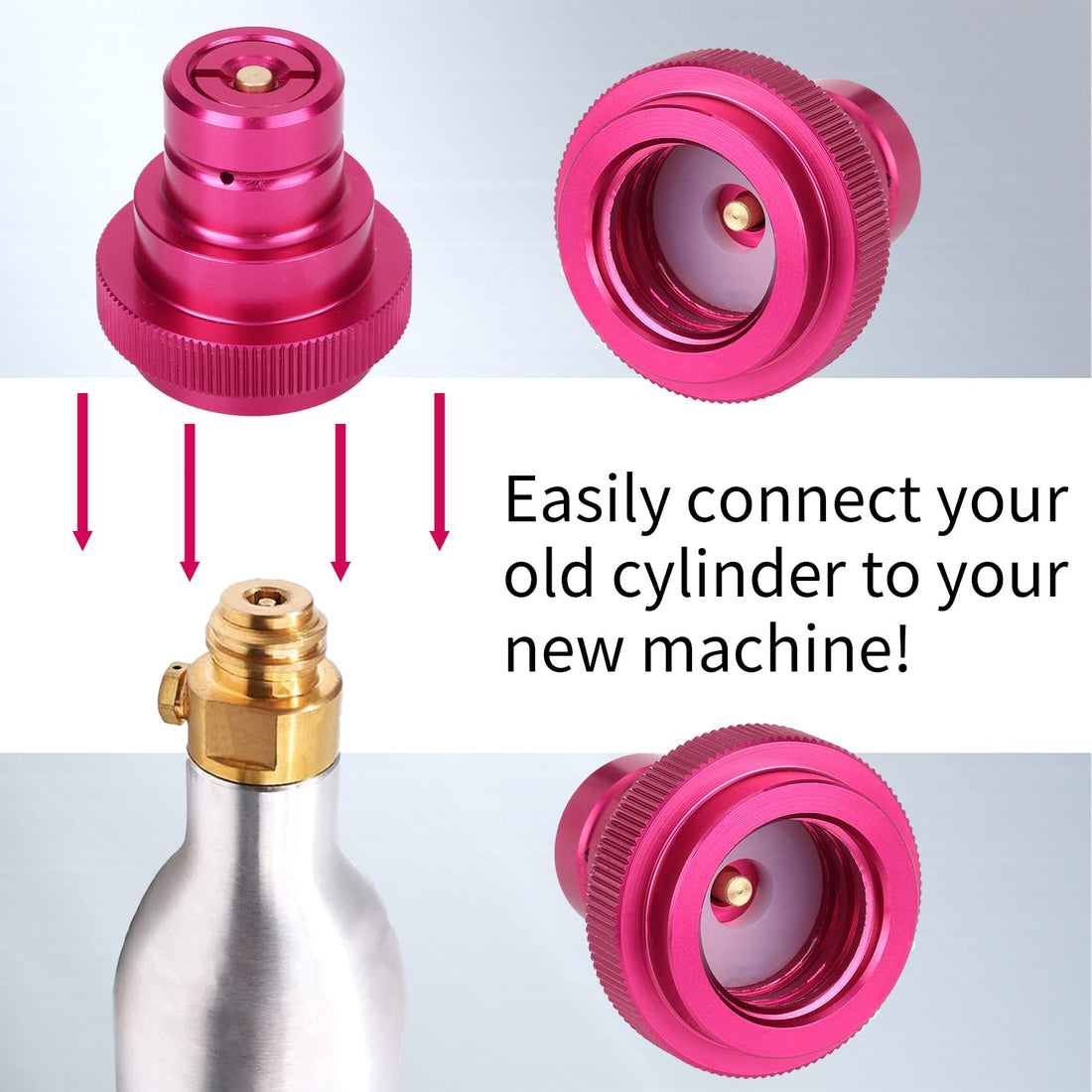 Upgraded CO2 Quick Connect Adapter, Compatible with Duo/Terra/Art Soda Maker Machine Valve Refill Cylinders Tanks Parts Accessory with TR21-4 Male Thread (Pink)