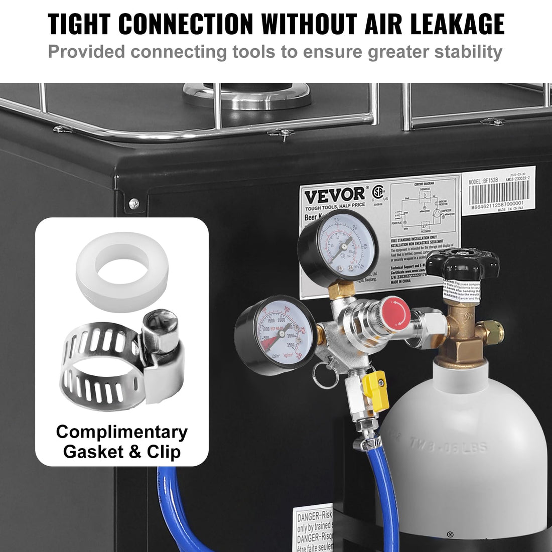 VEVOR Double Gauge Regulator, CO2 Regulator Gauge with 0-60PSI, Draft Beer Regulator , CGA320