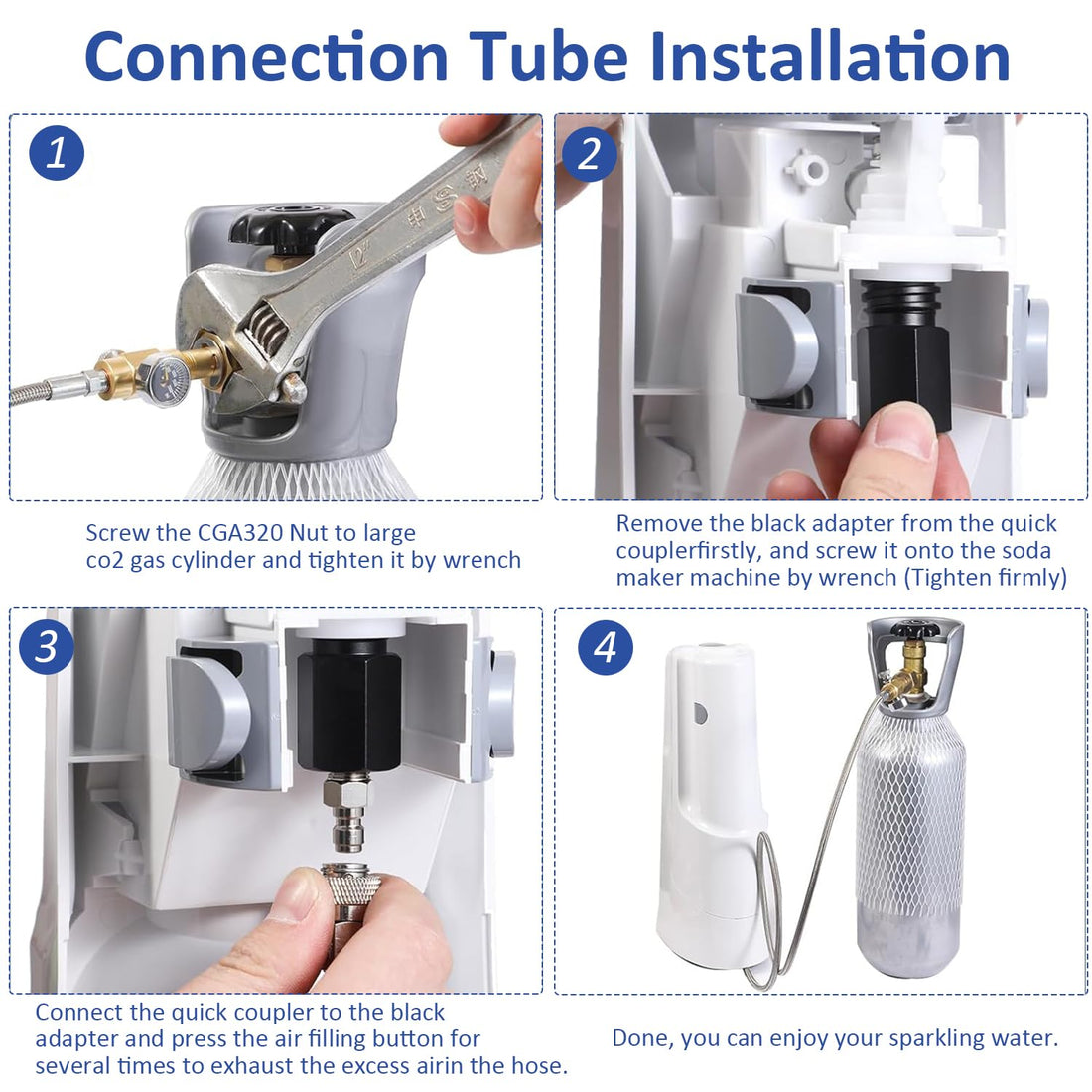 Soda Adapter Hose Kit with 60in Stainless Steel Hose Pressure Gauge and Exhaust Valve,CGA320 to TR21-4 for Soda Maker CO2 Tank Cylinder Direct Adapter