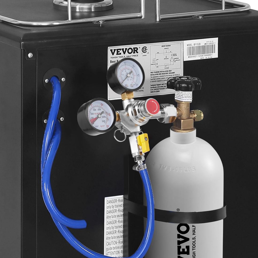 VEVOR Double Gauge Regulator, CO2 Regulator Gauge with 0-60PSI, Draft Beer Regulator , CGA320