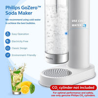 Philips Stainless Sparkling Water Quick Twist BPA free PET 1L Compatible with Any Screw-in 60L CO2 Exchange Carbonator(NOT Included), White