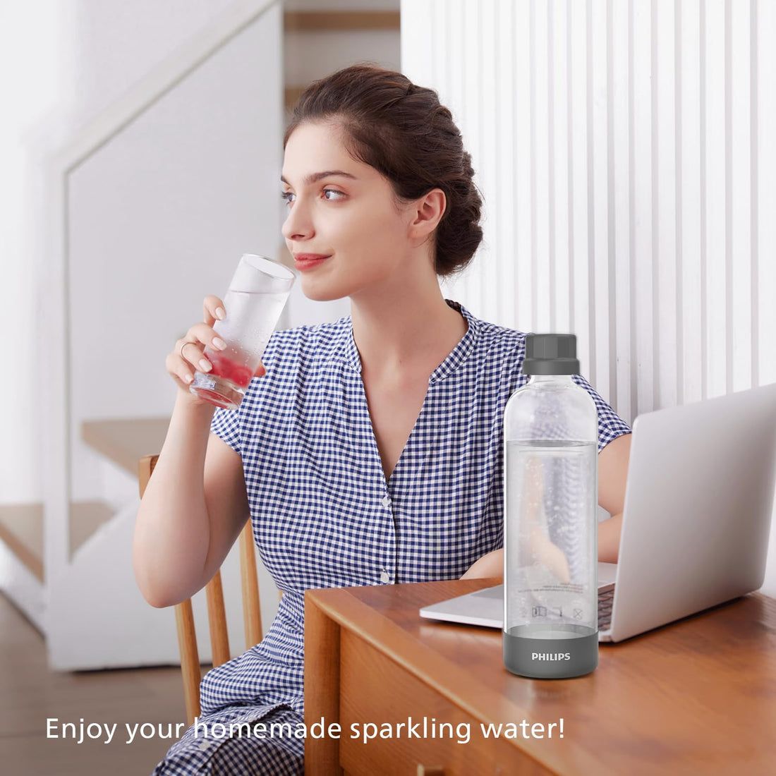PHILIPS Sparkling Water Maker Soda Maker Soda Streaming Machine Quick Twist with 1L Carbonating Bottle, CO2 Carbonator(NOT Included)