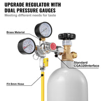 VEVOR Double Gauge Regulator, CO2 Regulator Gauge with 0-60PSI, Draft Beer Regulator , CGA320